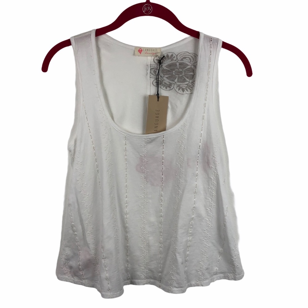 NWT Language Lounge Lace Floral Tank XS Embroidered Detail